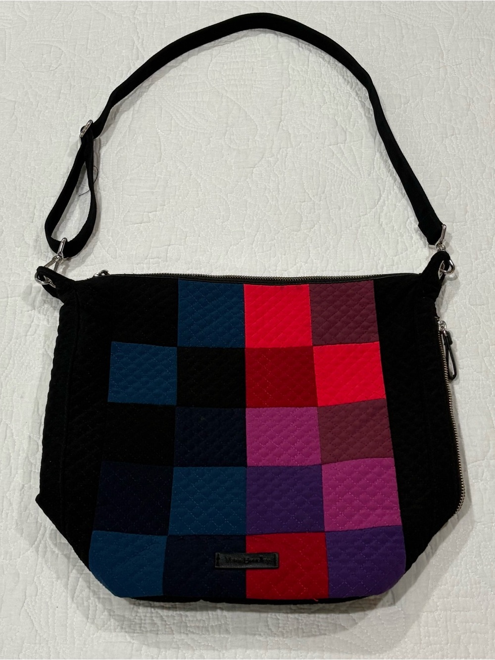 Vera Bradley’s Carson Hobo Shoulder Purse Patchwork Pattern Side Zipper Pocket